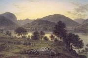 John glover Twilight,Ullswater mid 1820s oil painting